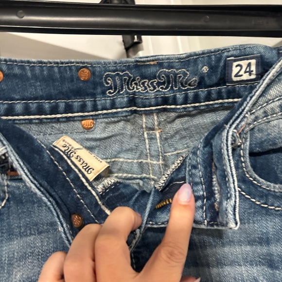 Miss Me Distressed Blue Denim Jean Shorts - Picture 4 of 7